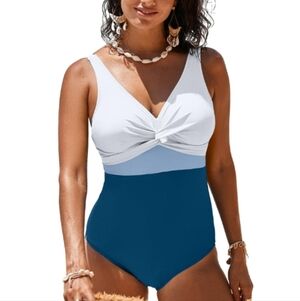 Dokotoo Womens Swimsuits Tummy Control Wrap Twist V-Neck High Waist Bathing Suit